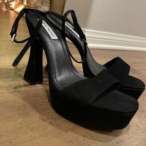 Steve Madden black suede heels with ankle strap